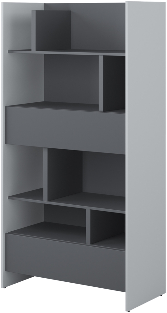 MEBLINI Wohnzimmerschrank für Schrankbett Bed Concept - Hochschrank mit Regalen, Fächern und Schubladen - BC-28 - Grau/Graphit Bild 1