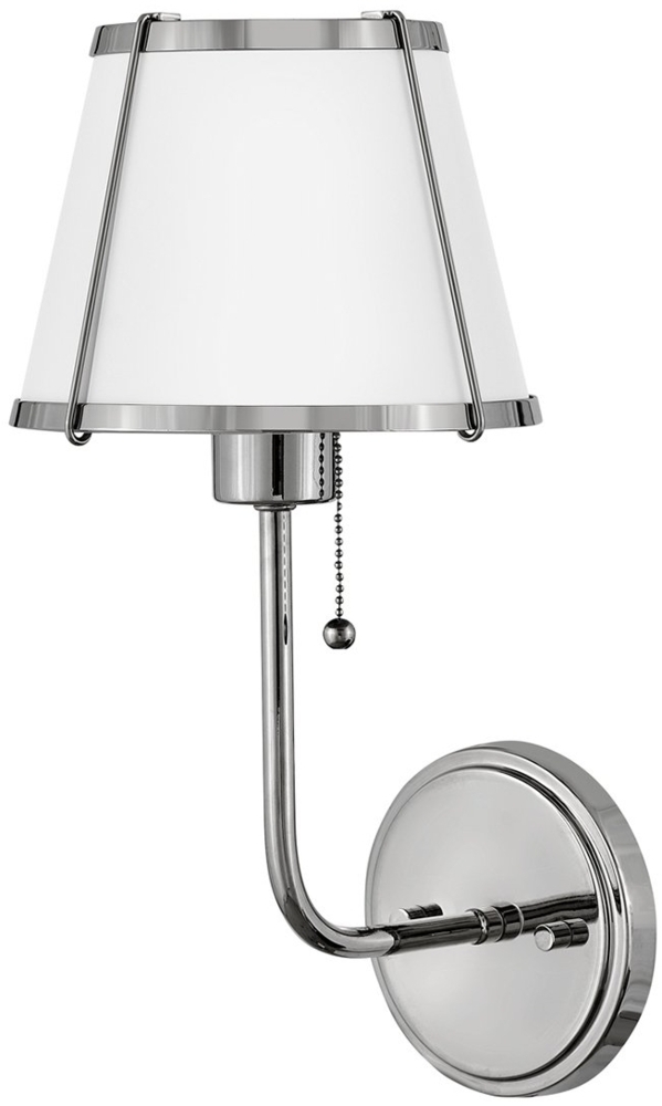 Elstead Lighting Clarke Wandleuchte mit Zugschalter Nickel poliert Metallschirm weiß Bild 1