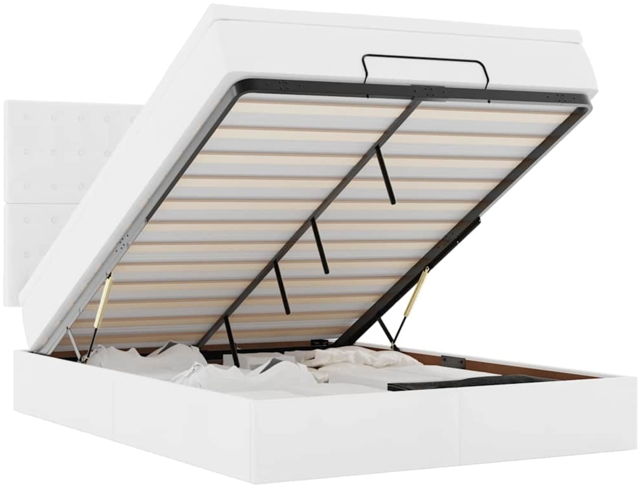 vidaXL Ottoman-Bett mit Matratze Weiß 140x190 cm Kunstleder 3313002 Bild 1