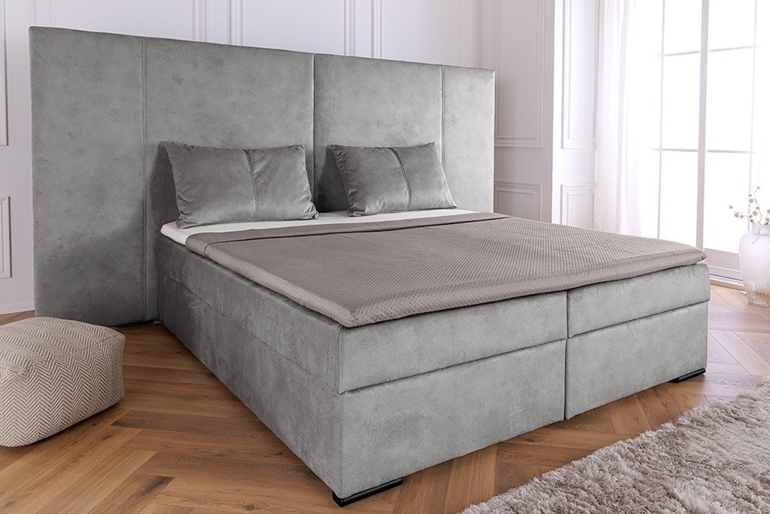 riess-ambiente Boxspringbett SUITE HOTELBETT 180x200cm silber grau · Kingsize aus Samt (Einzelartikel, 1-St), inkl. 2 Matratze & 1 Topper · mit 2 Bettkästen · inkl. Kissen · Design Bild 1