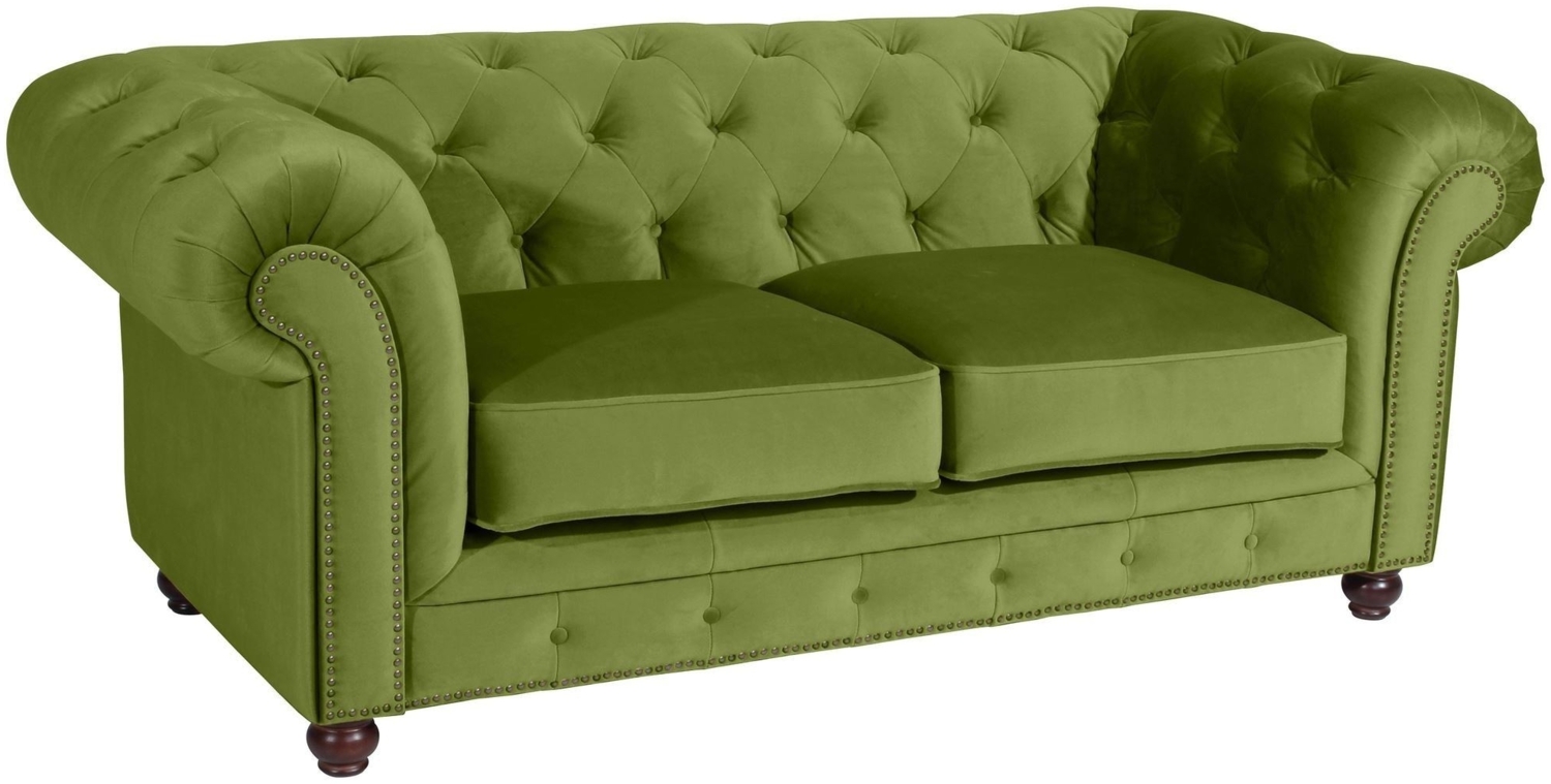 Sofa 2-Sitzer Kathe Bezug Samtvelours Buche nussbaum dunkel / oliv 22497 Bild 1