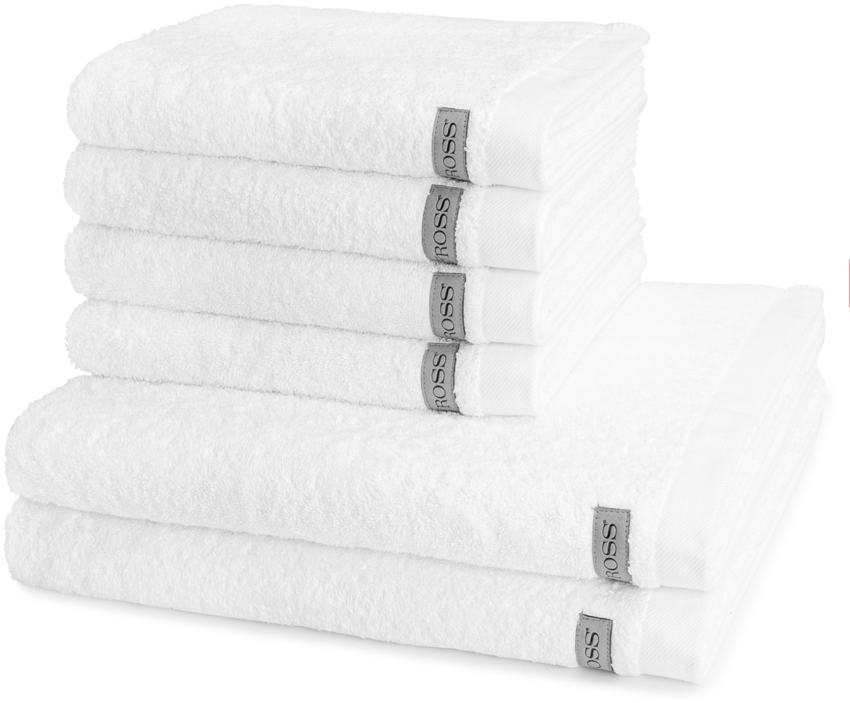 Ross Sinfonie 6 tlg. Frottier-Set - 4 X Handtuch (50 X 100cm), 2 X Duschtuch (70 X 140cm) - 500 g/m2 - Weiß Bild 1