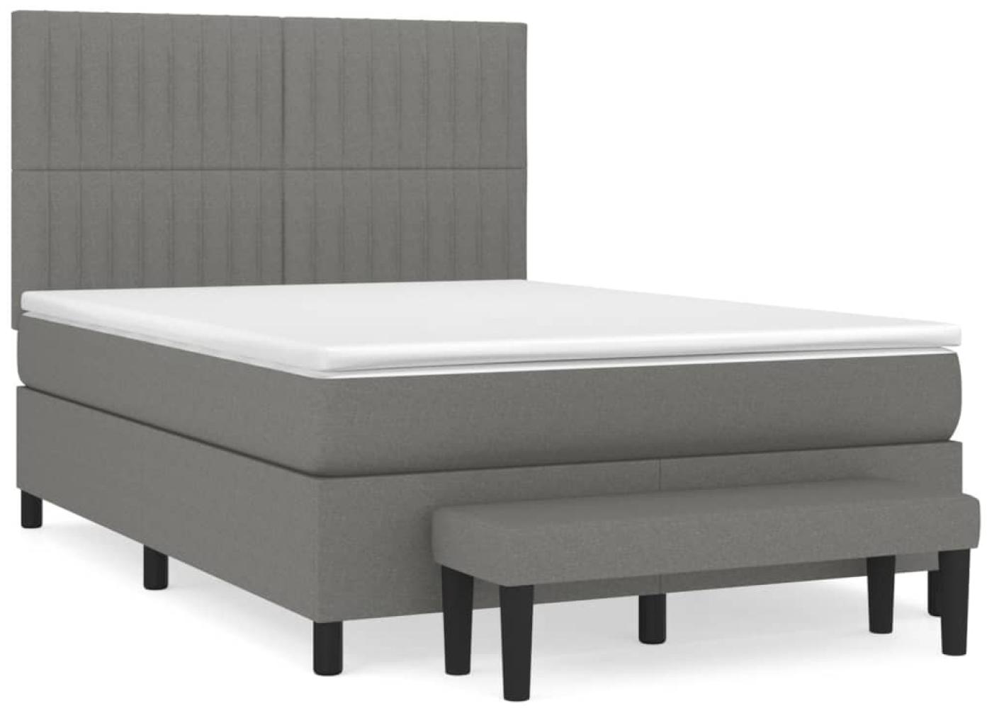 vidaXL Boxspringbett mit Matratze Dunkelgrau 140x190 cm Stoff 3136750 Bild 1