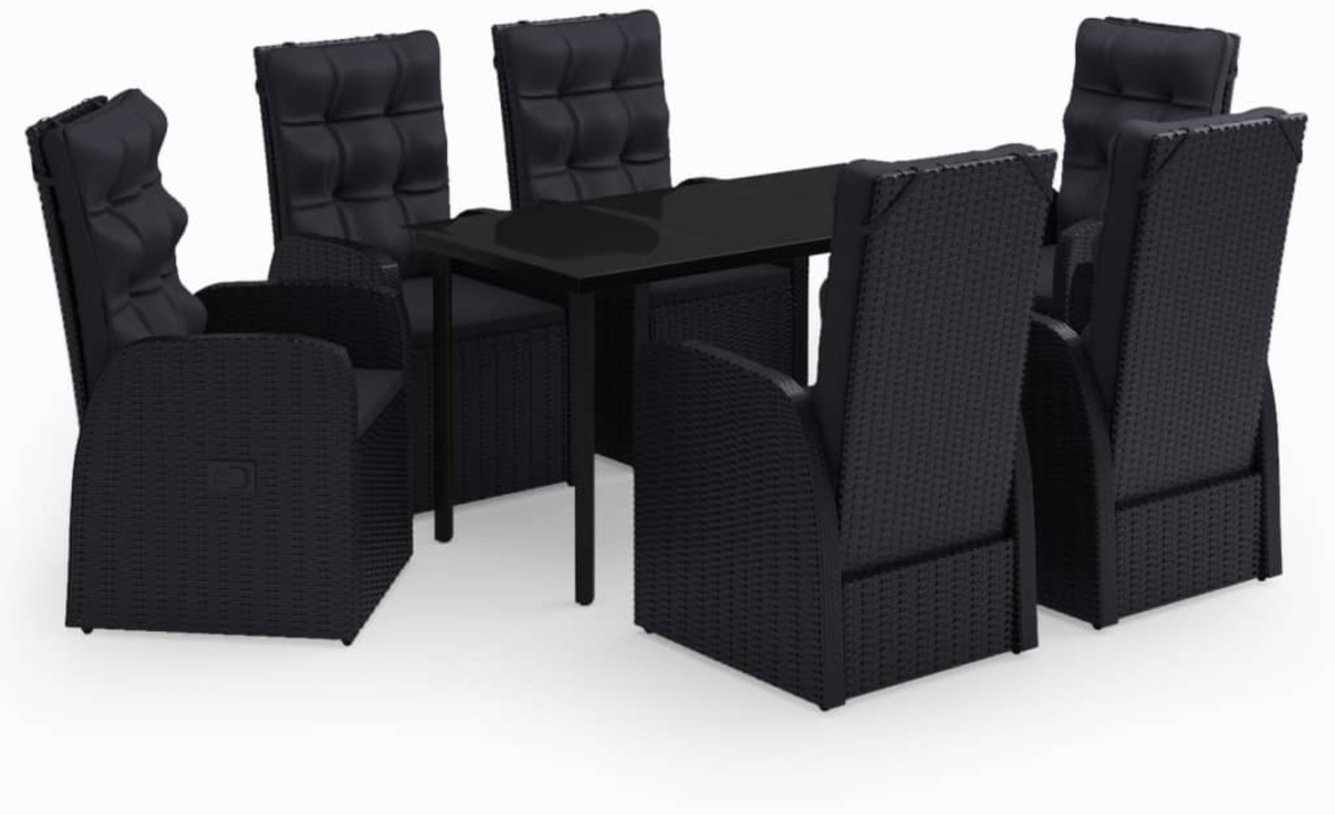 vidaXL 7-tlg. Garten-Essgruppe mit Kissen Schwarz 3099482 Bild 1