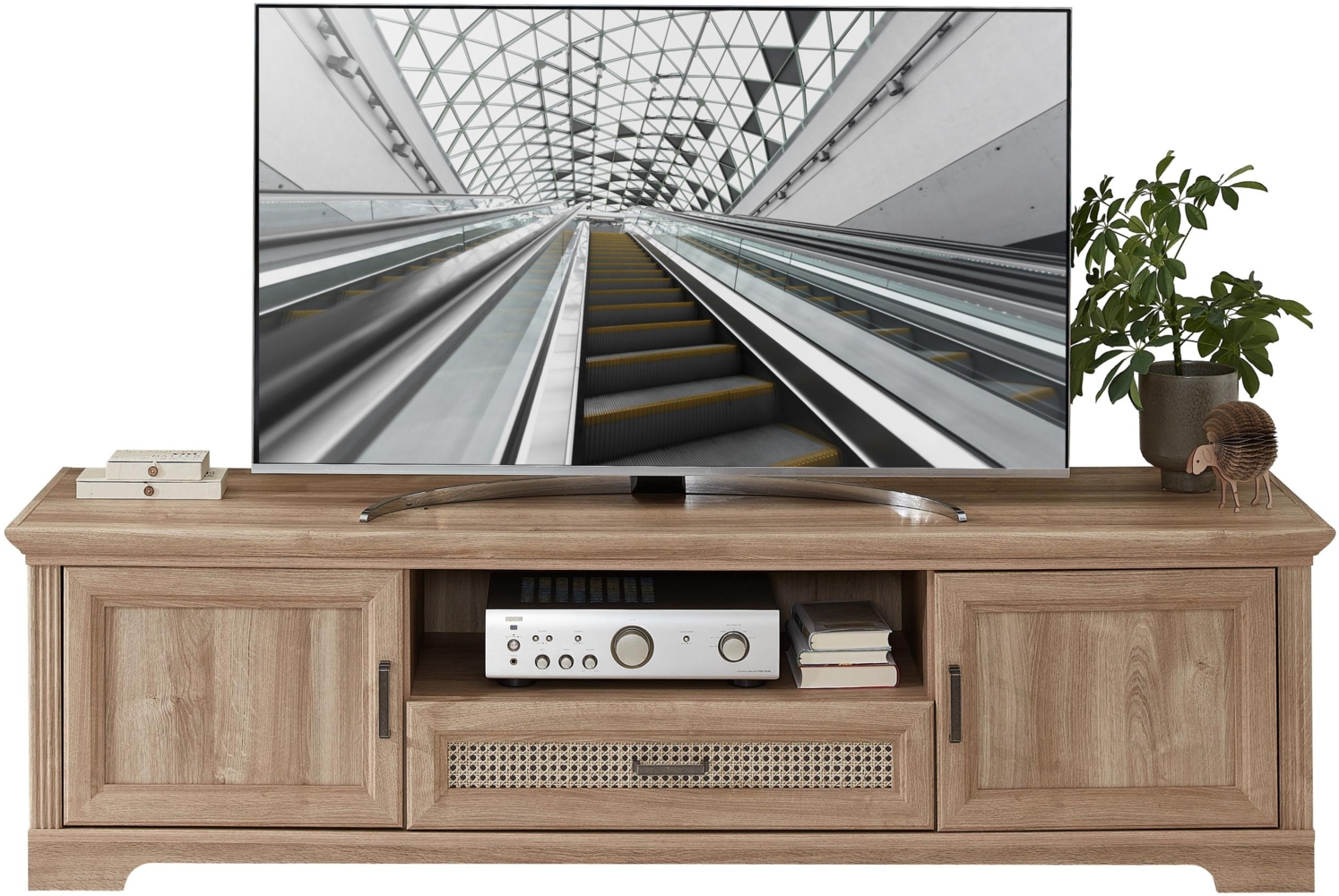 TV Lowboard VIENNA 193 cm Eiche Nachbildung mit Wendefüllung Bild 1