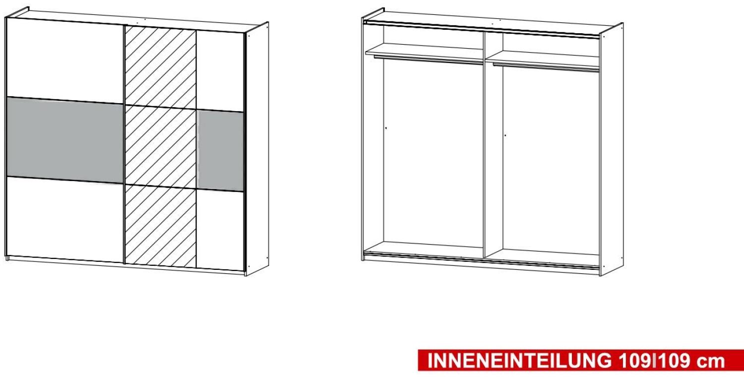 Schwebetürenschrank PRENZLAU Kleiderschrank weiß grau 261 cm Bild 1