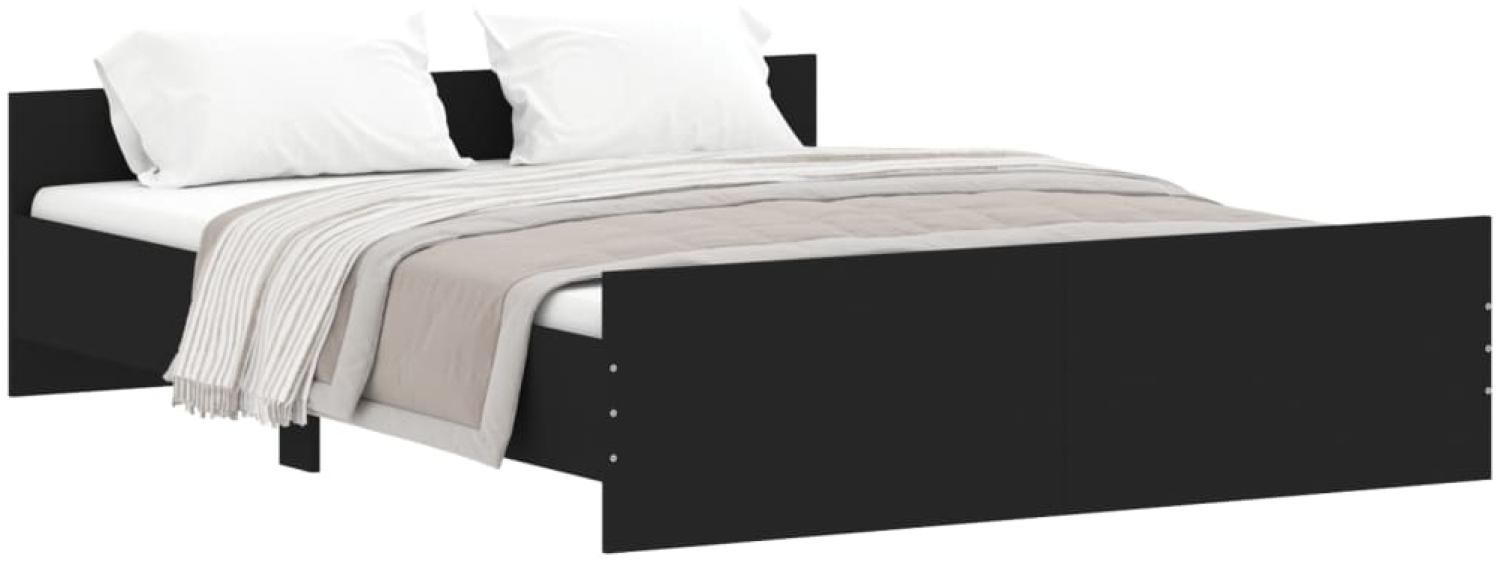 vidaXL Bettgestell mit Kopf- und Fußteil Schwarz 140x200 cm 3203748 Bild 1