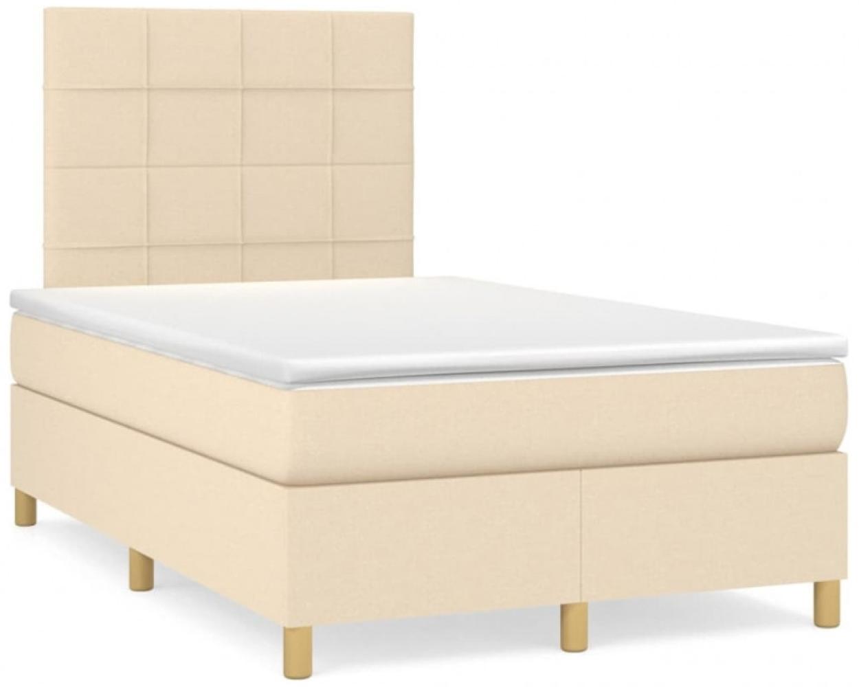 Boxspringbett mit Matratze Creme 120x190 cm Stoff (Farbe: Creme) Bild 1