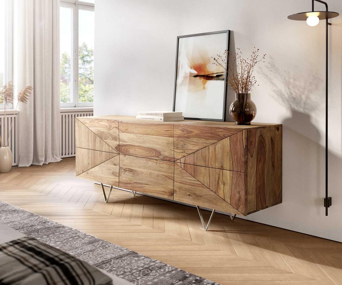 Design-Sideboard Wyatt 175 cm Sheesham Natur 2 Türen 2 Schübe Bild 1