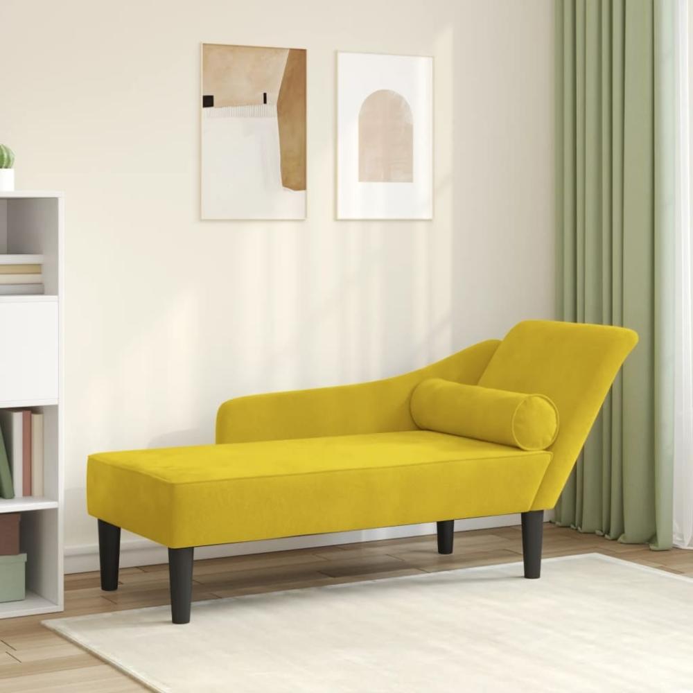 vidaXL Chaiselongue mit Kissen Gelb Samt Bild 1