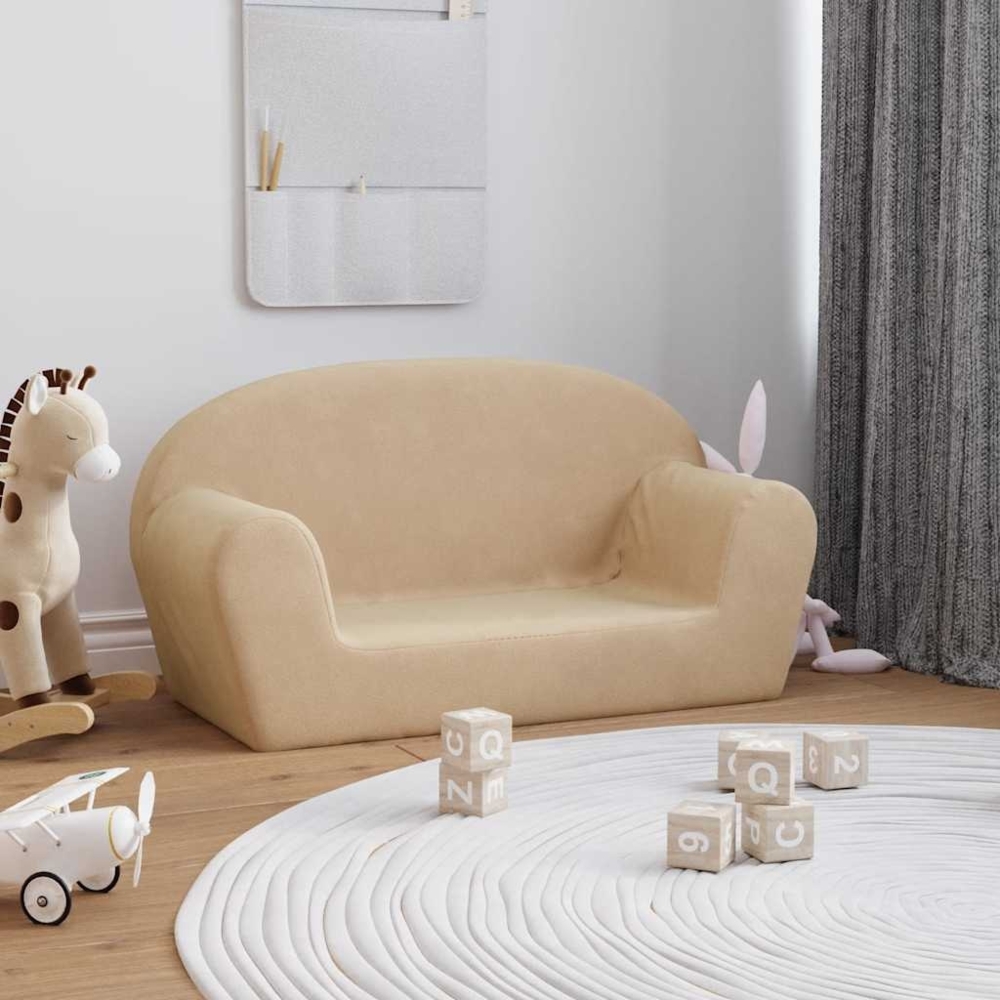 vidaXL Kindersofa 2-Sitzer Creme Weicher Plüsch 356989 Bild 1