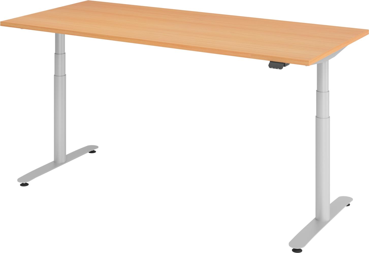 bümö® smarter Schreibtisch Serie-XDLR elektrisch höhenverstellbar mit App-Steuerung 180 x 80 cm in Buche / Silber Bild 1