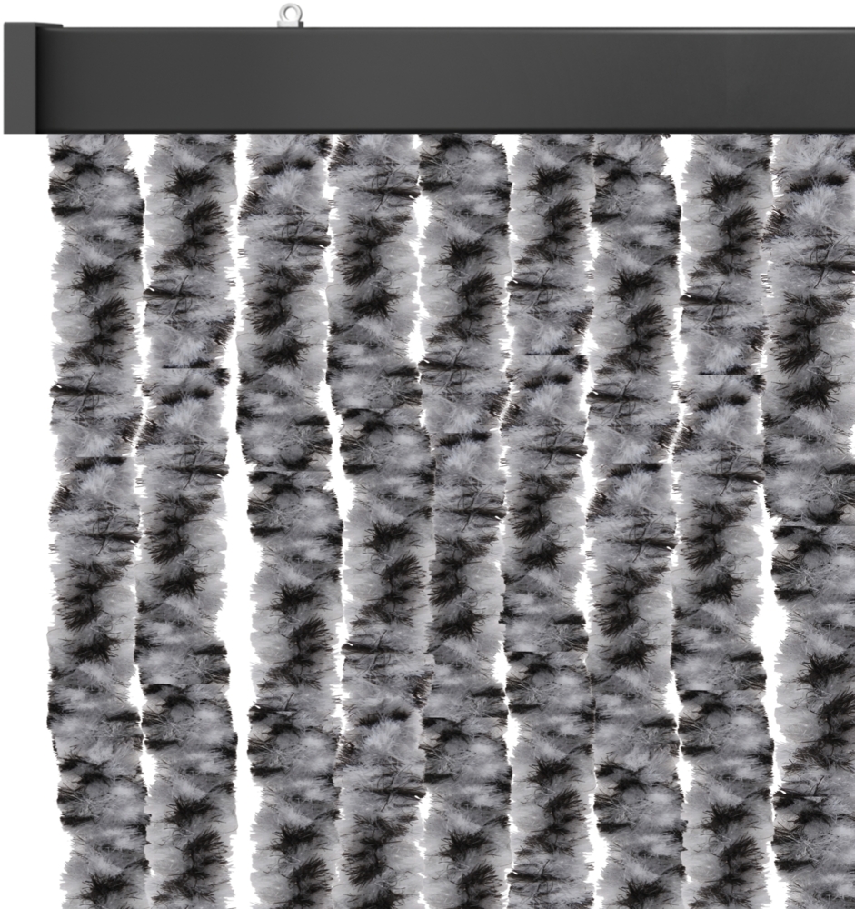Flauschvorhang 90x200cm, perfekter Insekten- und Sichtschutz für Ihre Balkon- und Terrassentür, viele Farben Meliert schwarz - grau - weiß Bild 1