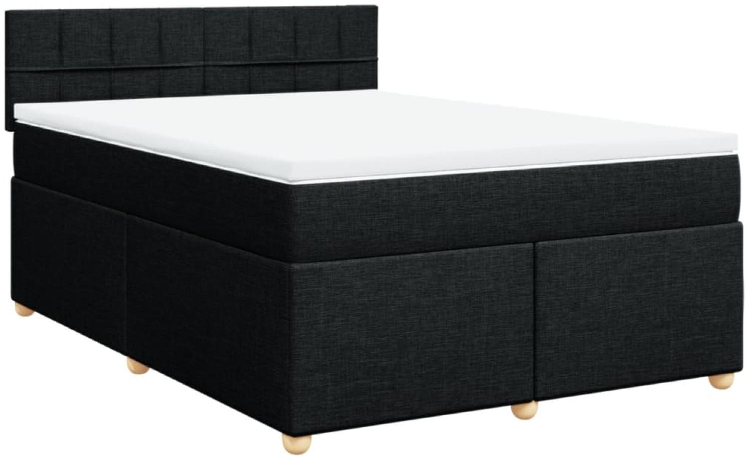 vidaXL Boxspringbett mit Matratze Schwarz 140x200 cm Stoff 3286705 Bild 1
