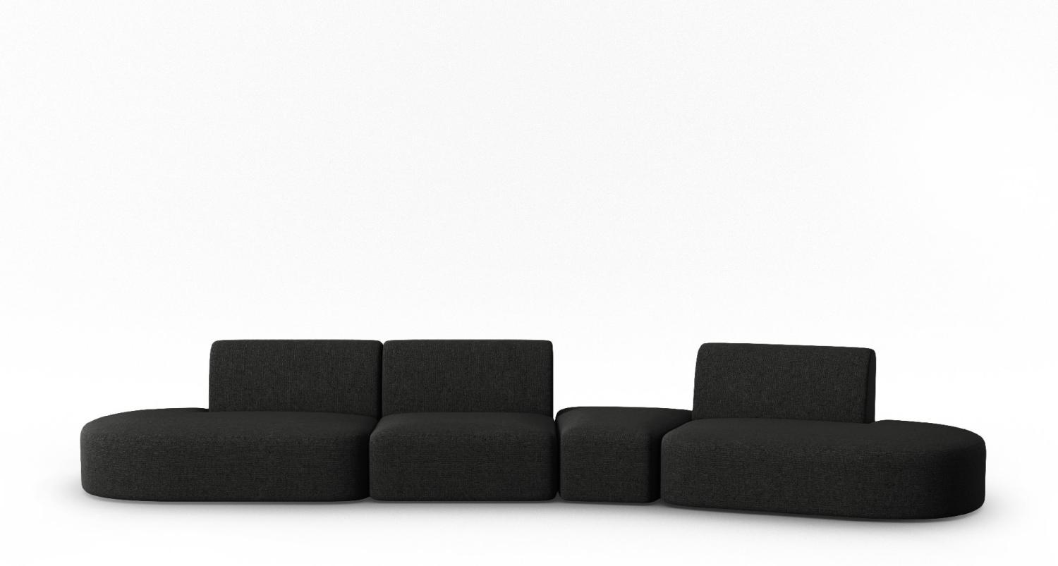 Micadoni Modulares Sofa Shane 6-Sitzer Rechts Chenille Schwarz Melange Bild 1