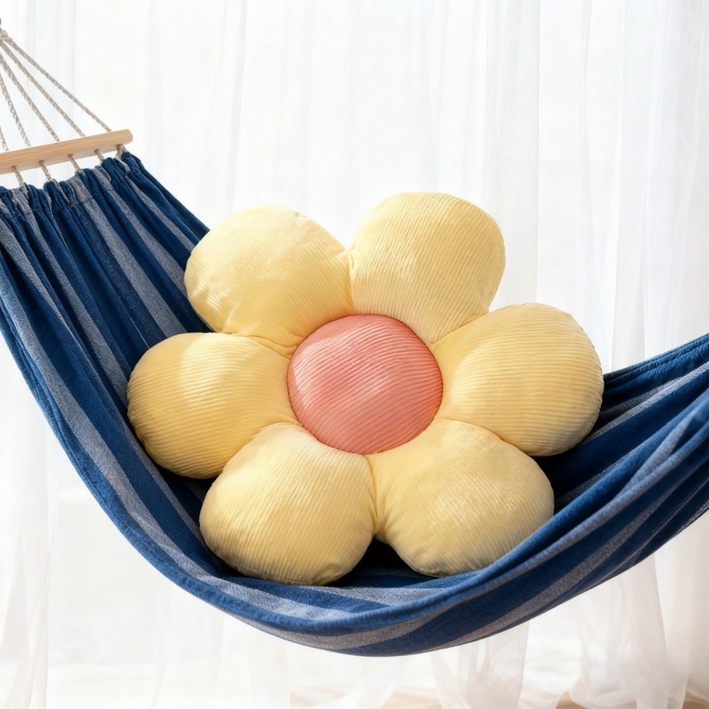 OKWISH Dekokissen Blumen-Sitzkissen 40 cm Weiches Plüsch-Kissen Sofakissen Zierkissen, in Gänseblümchenform Plüsch elastische Stütze für Sofa Stuhl Boden Bild 1