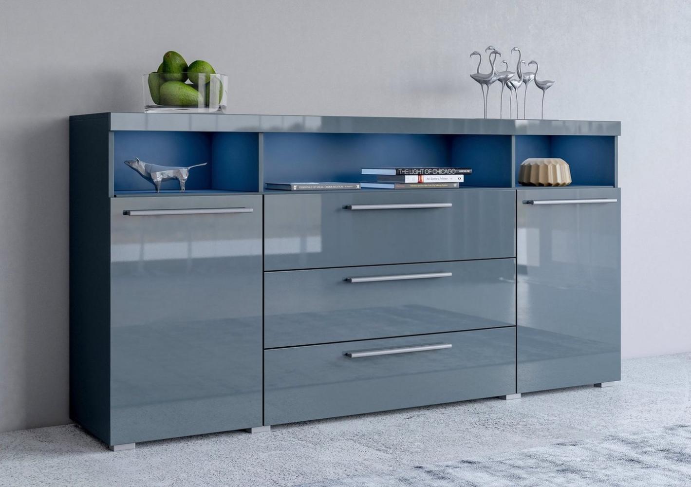 INOSIGN Sideboard India,Breite 182cm moderne Anrichte 2Türen,3 Schubladen, Kombikommode, Kommode viel Stauraum, Einlegeböden verstellbar,ohne Beleuchtung Bild 1