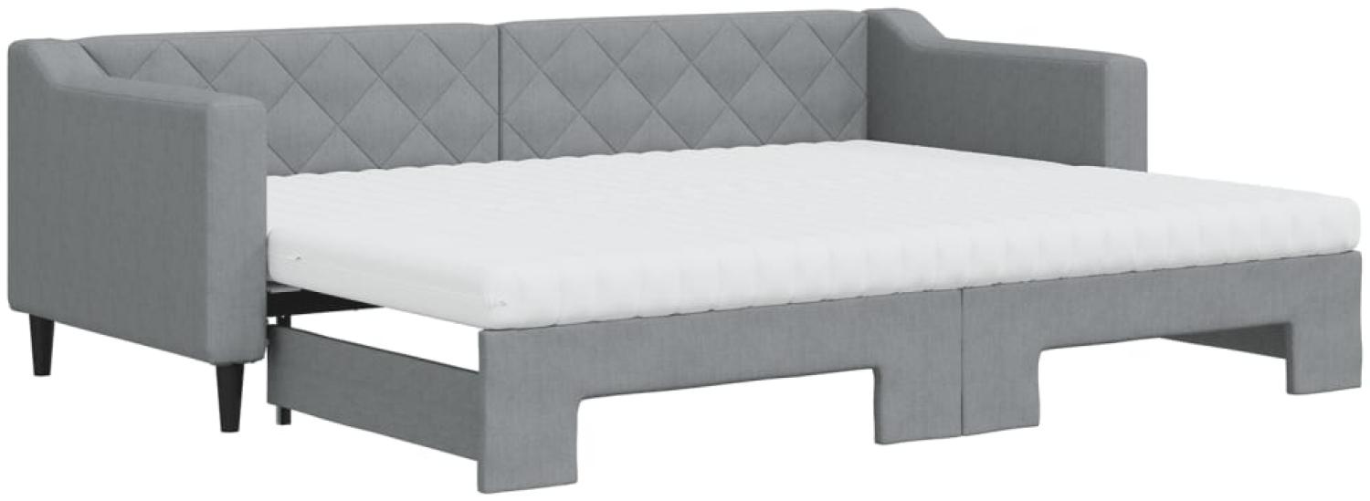 vidaXL Tagesbett Ausziehbar mit Matratze Hellgrau 80x200 cm Stoff 3197439 Bild 1