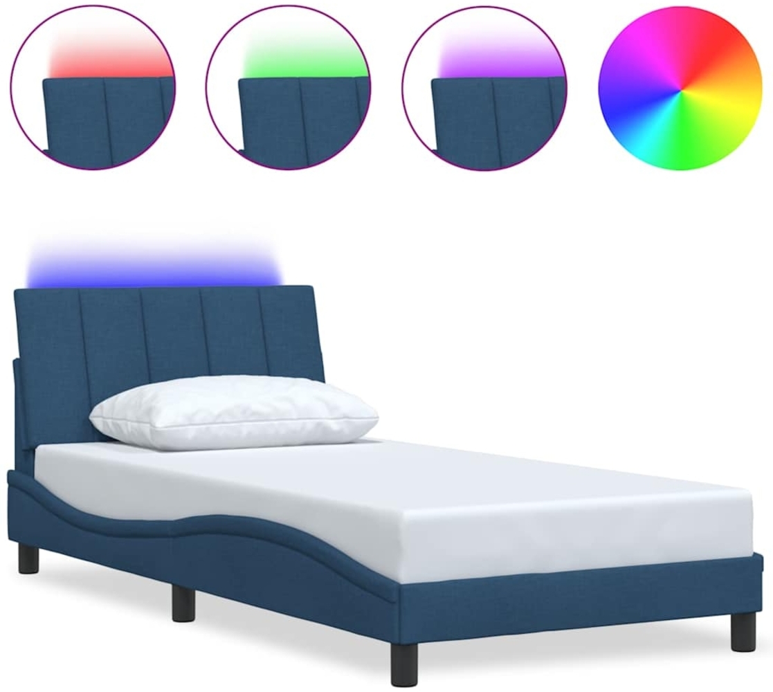 vidaXL Bettgestell ohne Matratze "Hanko" Blau 100x200 cm Stoff 3310446 Bild 1