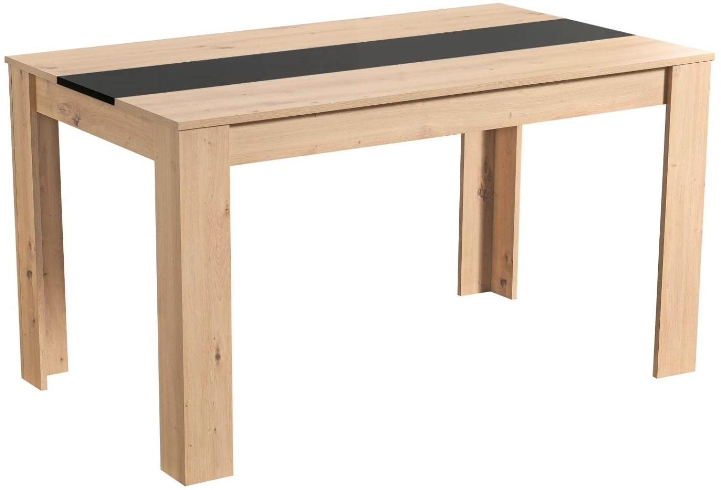 Esstisch Esszimmertisch Holztisch Küchentisch 135x80 cm Holz Massiv Eiche Schwarz Bild 1