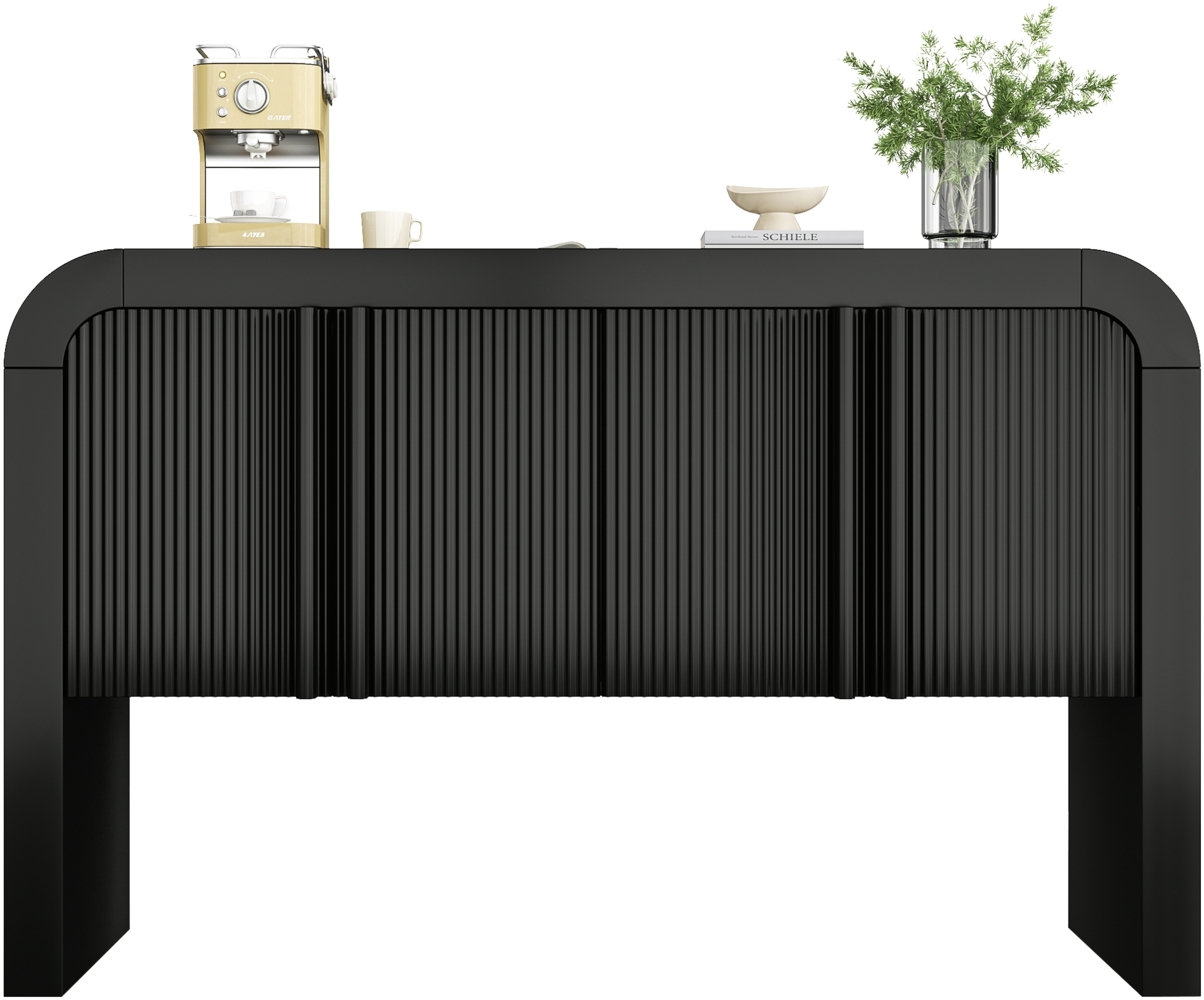 Merax Sideboard mit abgerundeter Ecke, leichte, moderne Eleganz mit magnetischen Türen mit Kippsicherung für Küche, Esszimmer, Wohnzimmer, Heim, schwarz Bild 1