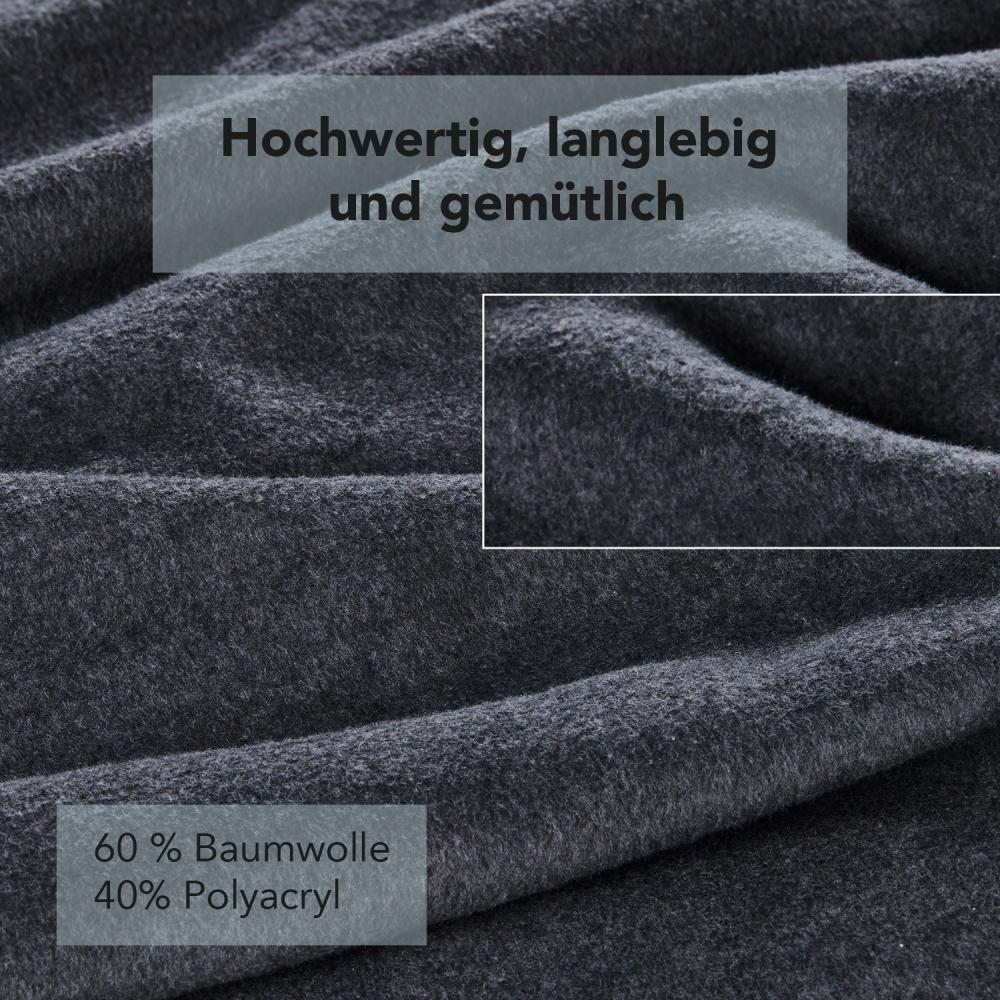 La Vida Sofaläufer Überwurf Tages-Decke in dunkel-grau - Oeko-TEX® Zertifiziert,100x200cm, Baumwollmischung bis 40 °C waschbar mit Overlock-Stitching & Fransen, Schutz für Sessel, Sofa & Bett… Bild 1