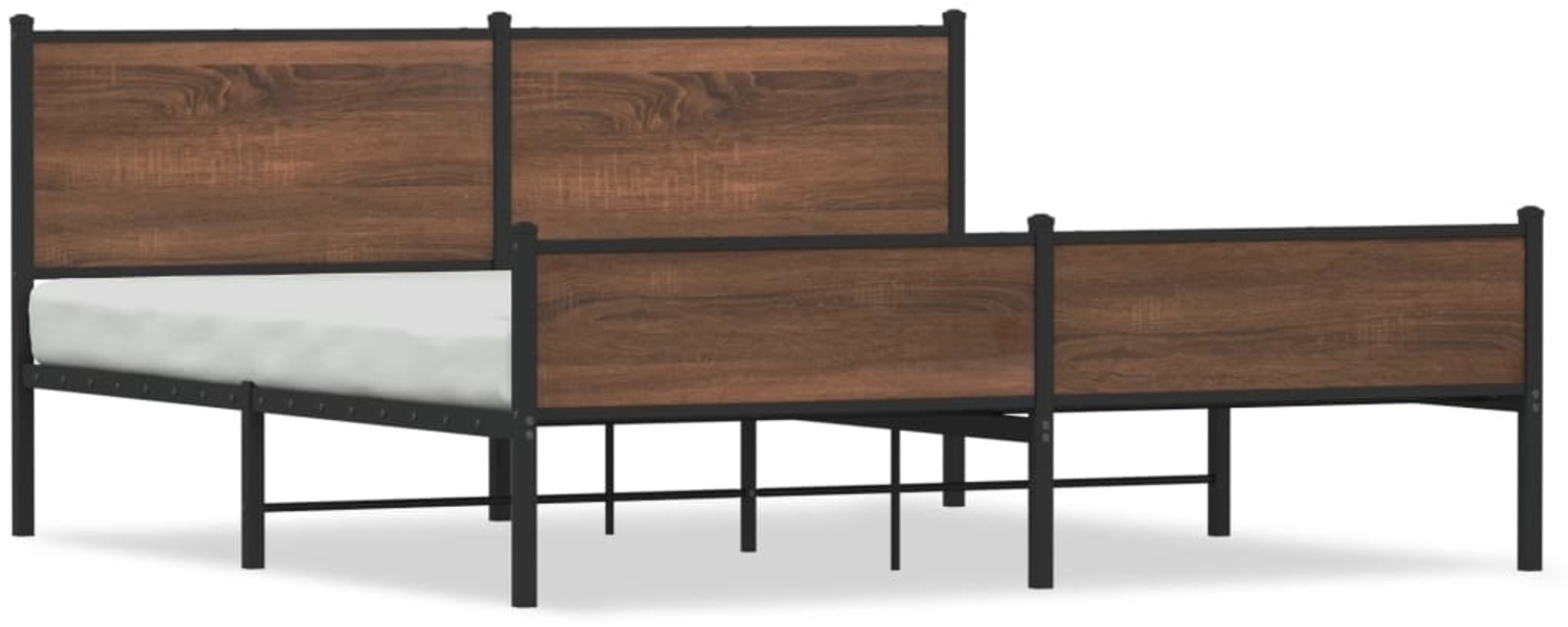 vidaXL Metallbett ohne Matratze Braun Eichen-Optik 160x200 cm 3301414 Bild 1