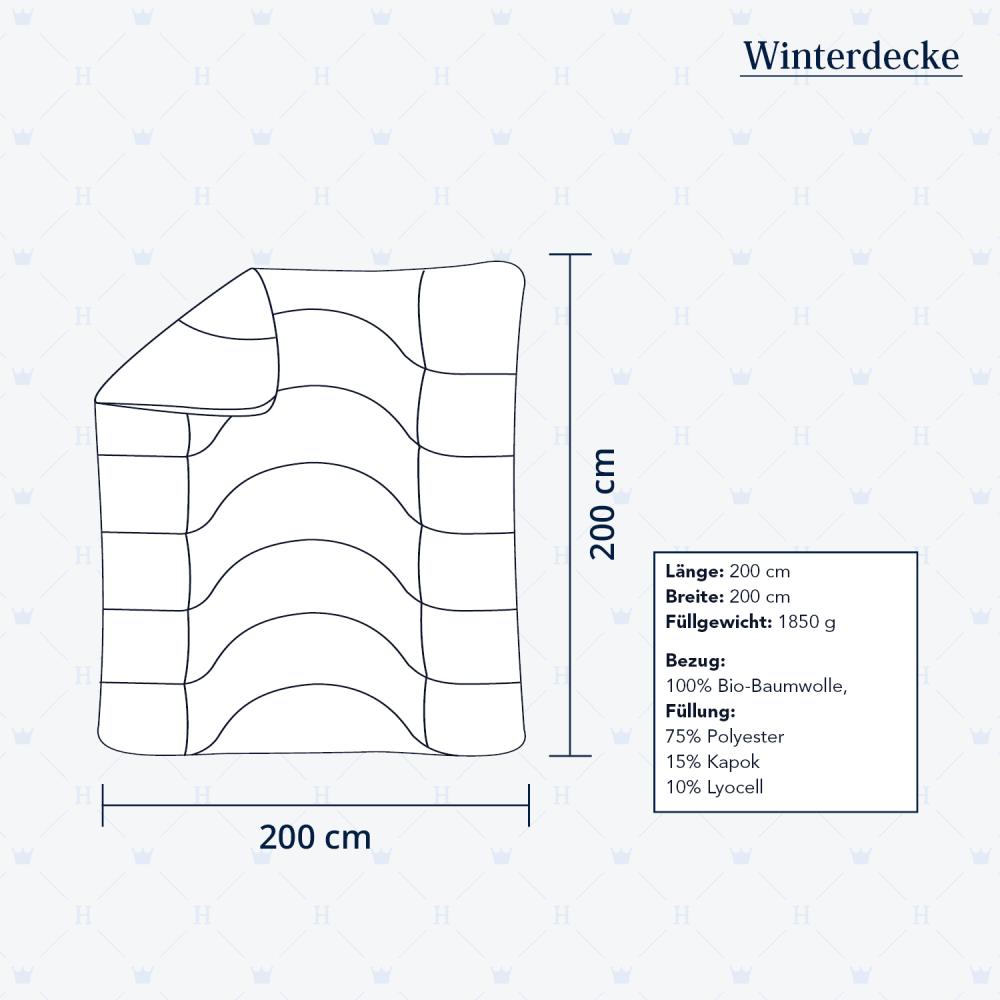 Heidelberger Bettwaren Bettdecke 200x200 cm, Made in Germany | Winterdecke, Schlafdecke, Steppbett mit Kapok-Füllung | atmungsaktiv, hypoallergen, vegan | Serie Kanada Bild 1