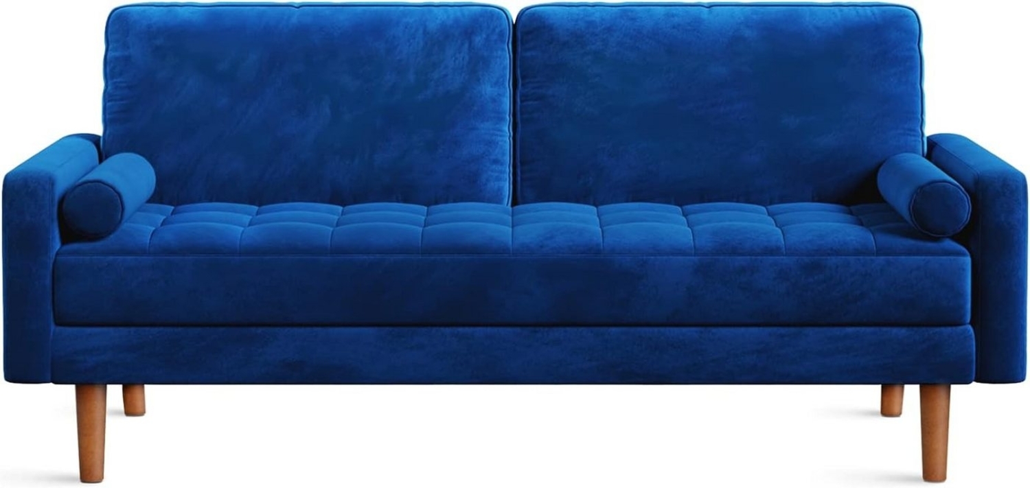 Vesgantti Sofa 2 Sitzer Sofa, Samt Couch mit 2 Wurfkissen 148 x 78 x 85 cm für Wohnzimmer Bild 1