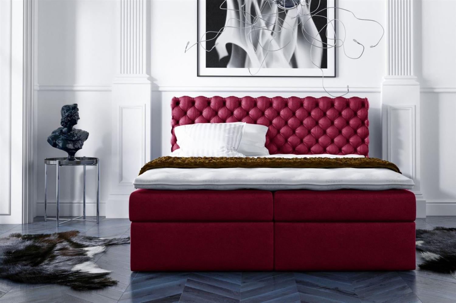 Boxspringbett PARINI 160x200 cm Rot Bild 1