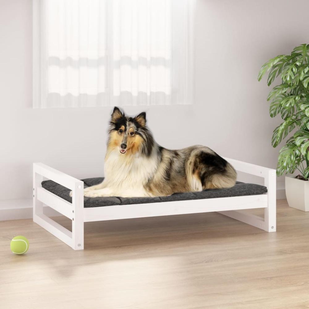 vidaXL Hundebett 95,5x65,5x28 cm Massivholz Kiefer, Weiß Bild 1