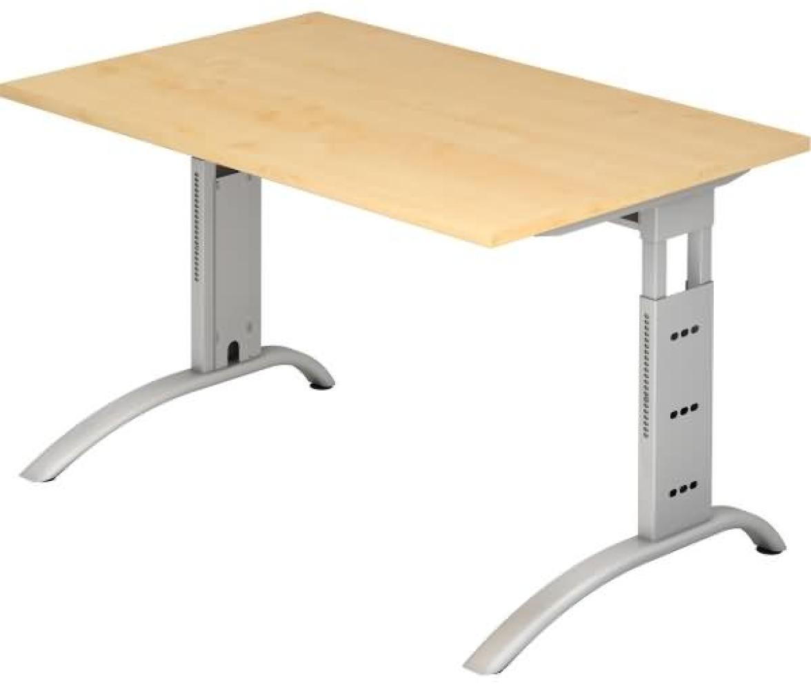 Schreibtisch FS12 C-Fuß 120x80 cm Ahorn Gestellfarbe: Silber Bild 1