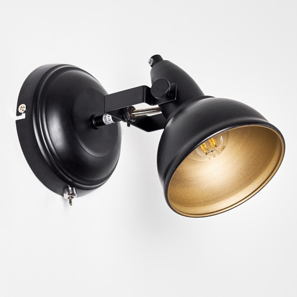 hofstein Wandleuchte »Arazane« verstellbare Wandlampe aus Metall in Schwarz/Gold, ohne Leuchtmittel, 1xE14, Wandspot im Retro/Vintage Design Bild 1