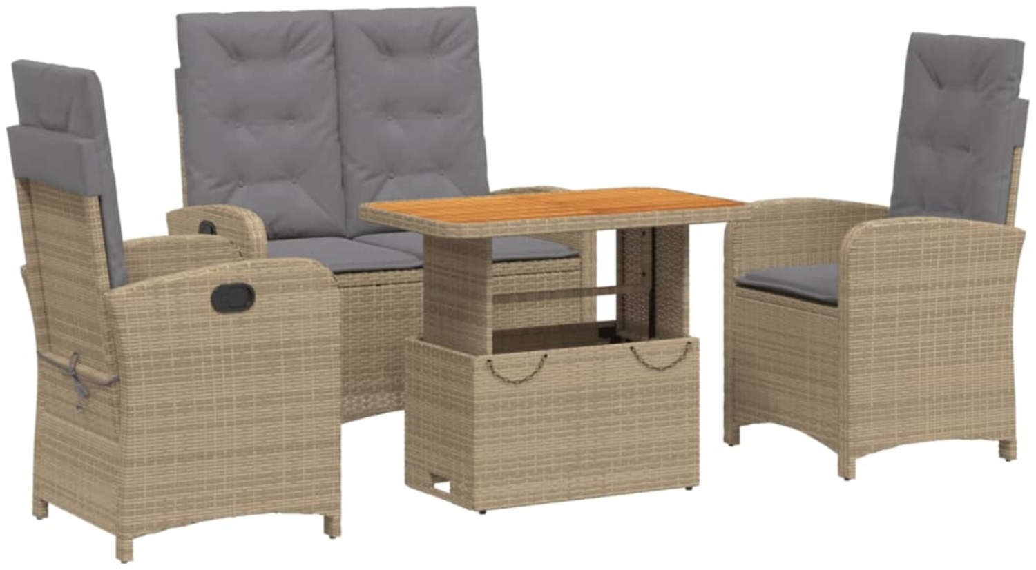 vidaXL 4-tlg. Garten-Essgruppe mit Kissen Beige Poly Rattan 3277371 Bild 1
