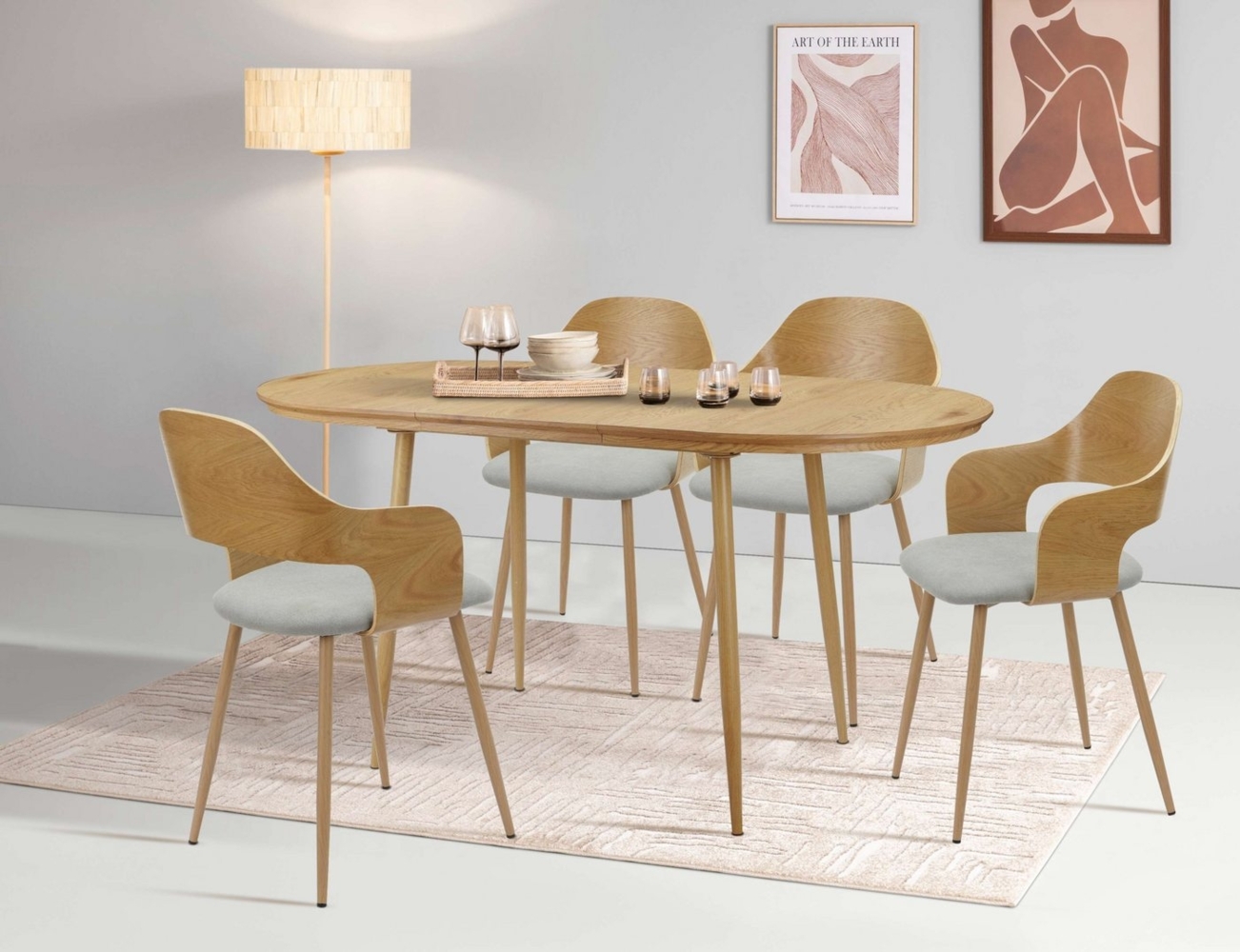 Home affaire Essgruppe Belleville Tischgruppe Stühle Ausziehtisch, (Set, 5-tlg), Tisch mit Einlegeplatte Bild 1