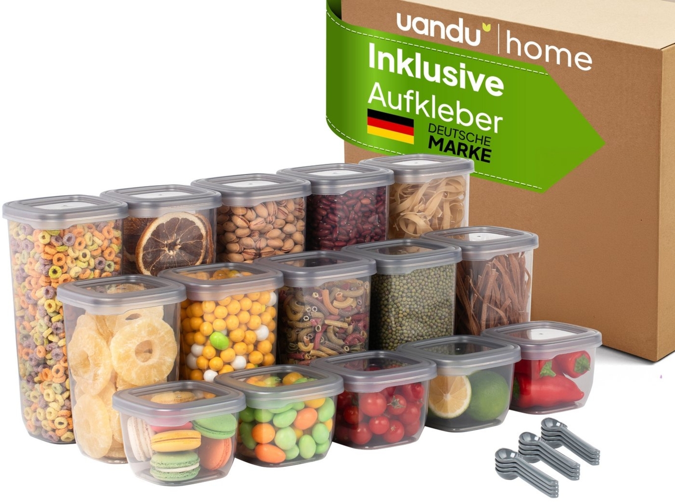 uandu home Vorratsdose Vorratsdosen mit Deckel Luftdicht, Vorratsbehälter Set, BPA Frei, (Vorratsbehälter Set, Aufbewahrungsbox Küche, BPA Frei Kunststoff, Luftdichte Aufbewahrungsbox) Bild 1