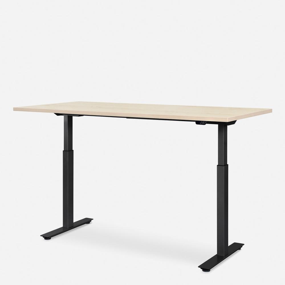 160 x 80 cm WRK21® SMART - Mandal Ahorn / Schwarz elektrisch höhenverstellbarer Schreibtisch Bild 1