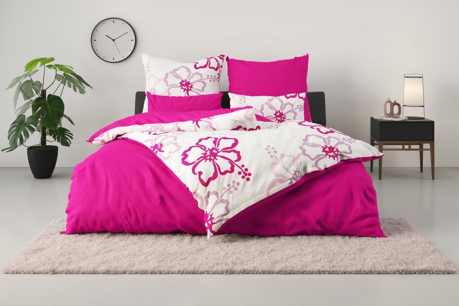 my home Wendebettwäsche Litschi, Polycotton recycelt, 2 teilig, ab Größe 135x200 cm, mit Blumen, in 2 Qualitäten erhältlich, Hawaii Bild 1