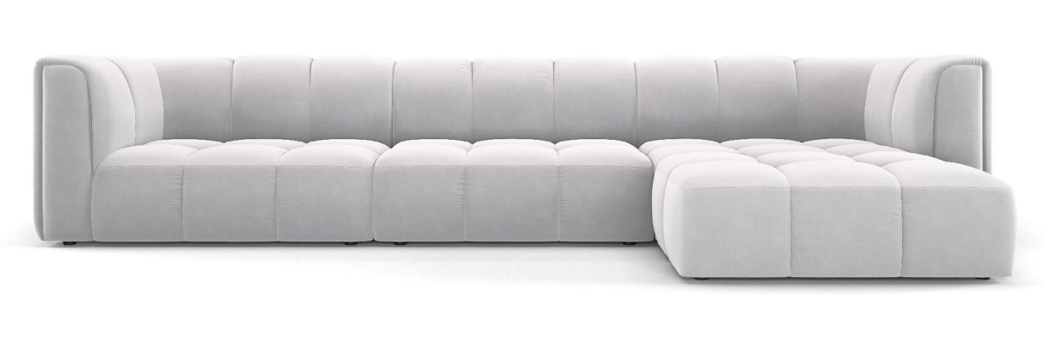 Micadoni Modulares Ecksofa Serena 5-Sitzer Samtstoff, Silber, Rechts Bild 1