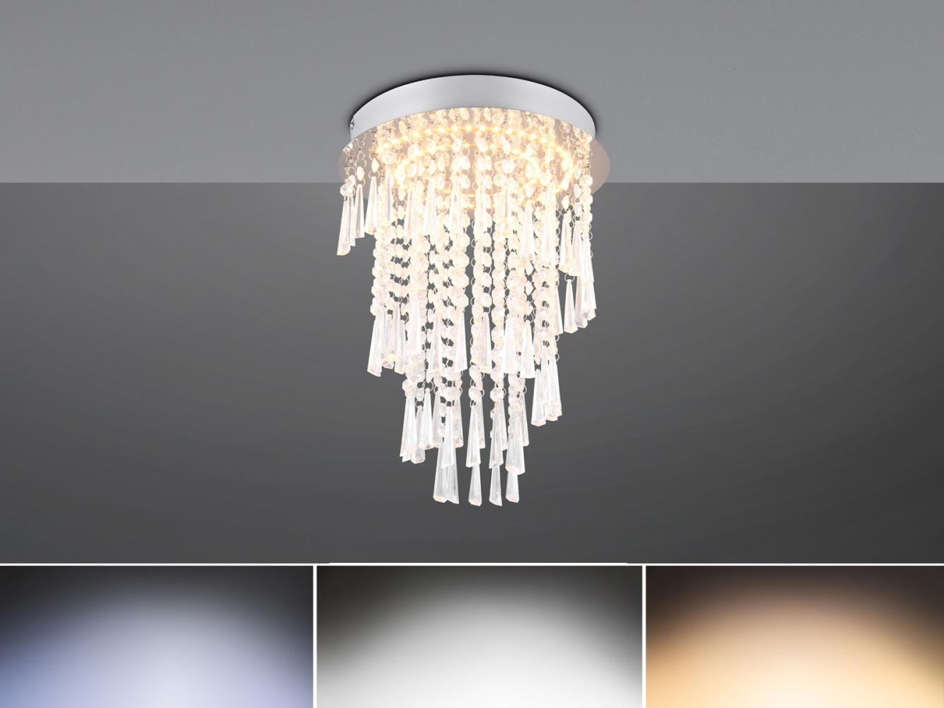 LED Deckenleuchte POMP mit Acryl Kristallbehang und Fernbedienung Ø 30cm Bild 1