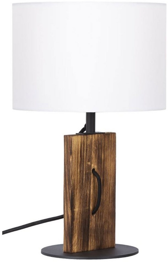 NOWA Tischleuchte, Leuchtmittel nicht inklusive, Tischlampe Tischleuchte Leselampe Schlafzimmerleuchte Pinienholz weiß Bild 1