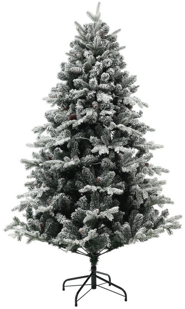 HOMCOM Künstlicher Weihnachtsbaum 180 cm Christbaum mit 793 Spitzen, Kunstschnee, Künstlicher Baum, klappbar Stahlständer, für Weihnachten Deko, Grün Bild 1