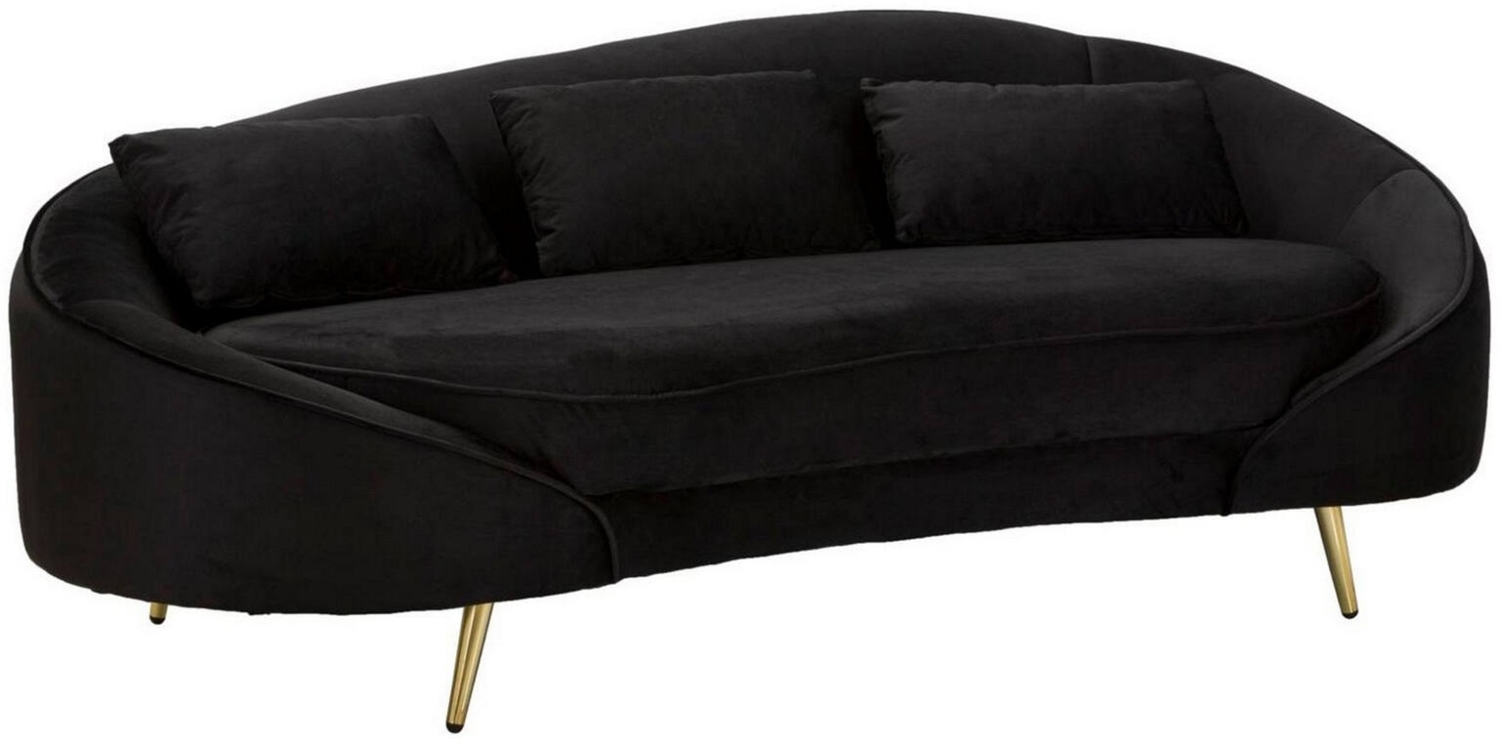 Dmora 3-Sitzer festes Sofa Verte, lineares Sofa, Sofa für Wohnzimmer, Lineare Stoffstruktur, 185x84 h68 cm, Schwarz und Gold Bild 1