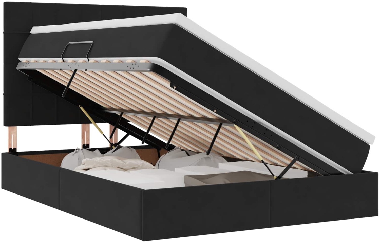 vidaXL Bett mit LED-Lichtleisten Schwarz 140 x 200 cm Samt 3372671 Bild 1