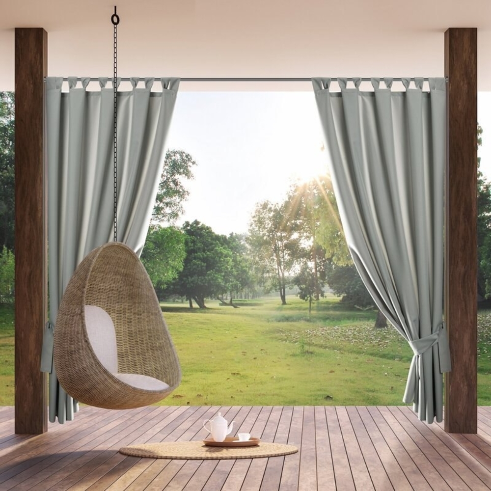 Eurofirany Garden Outdoorvorhäng mit Schlaufenschal- 1 STK. Abnehmbaren Schlaufen, Sonnenschutz Sichtschutz Winddicht Wasserdicht Vorhäng für Pavillon Terrasse Pergola, 155x260 cm, Hellgrau Bild 1