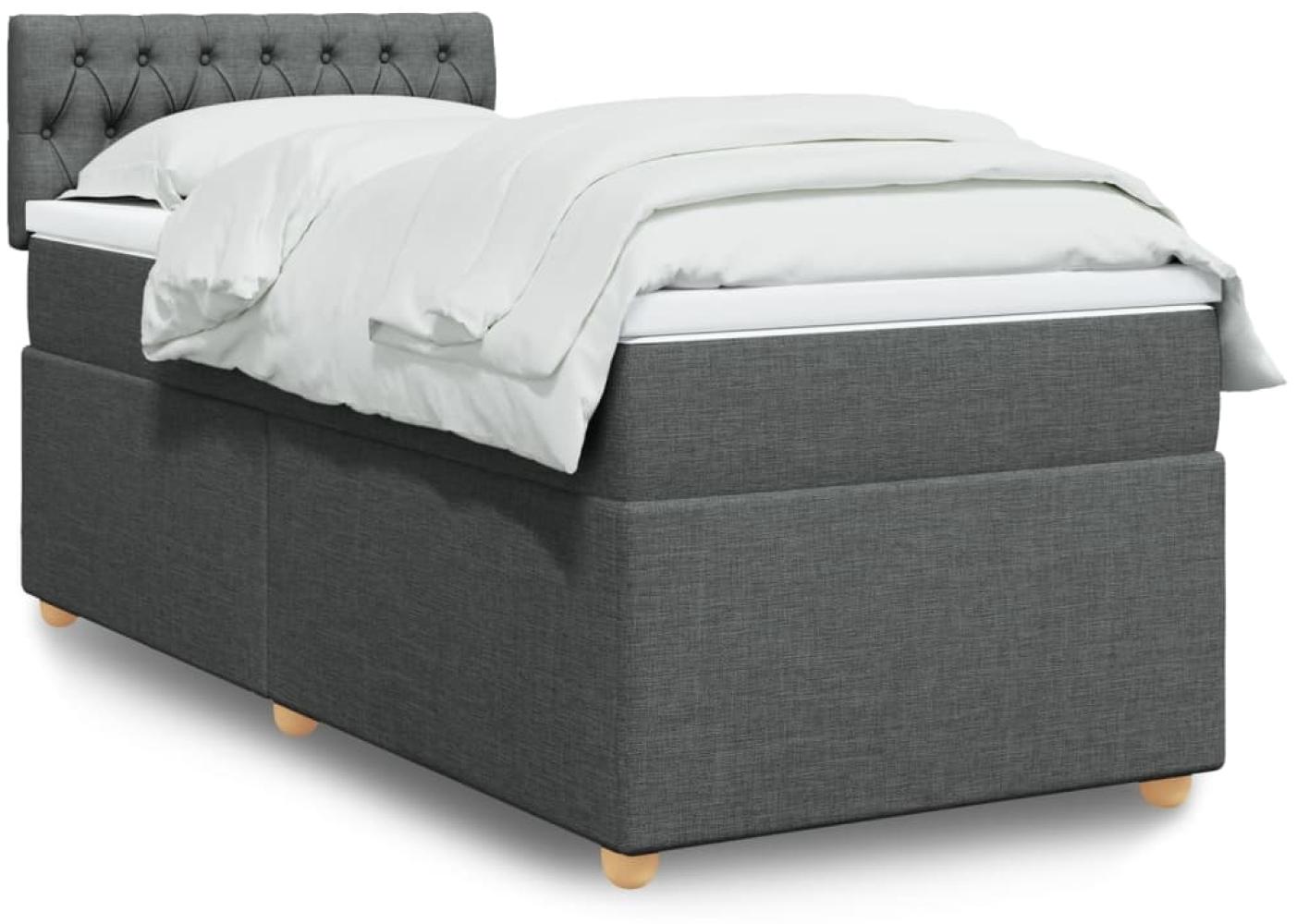 vidaXL Boxspringbett mit Matratze Dunkelgrau 90x190 cm Stoff 3288843 Bild 1