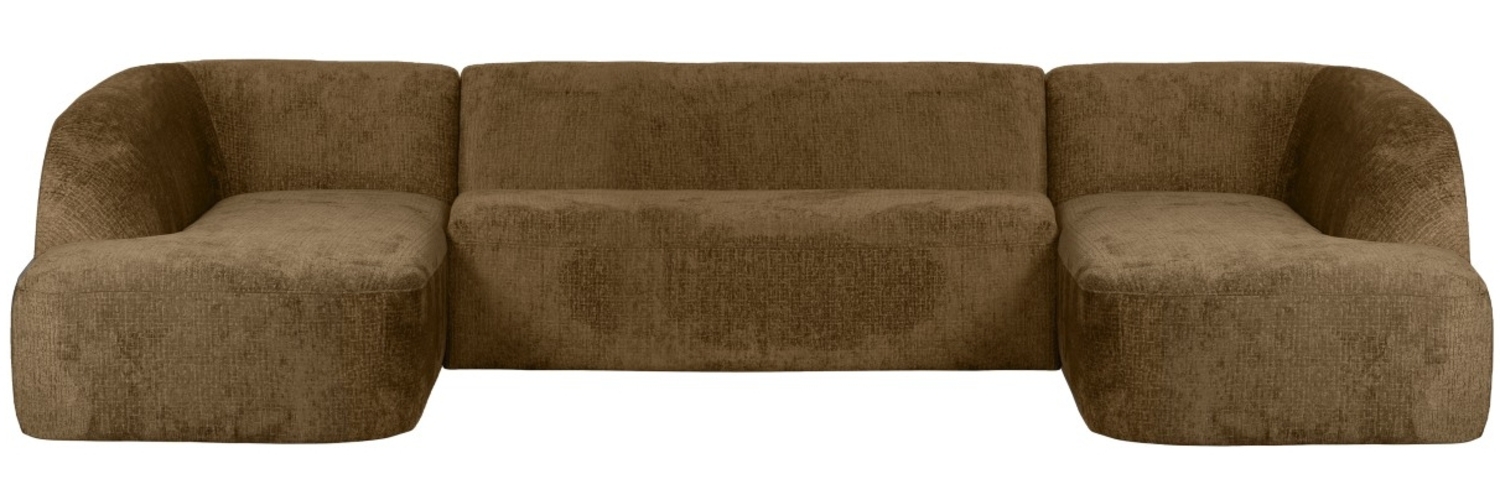 Sofa Sloping U-Form aus Struktursamt, Brass Bild 1