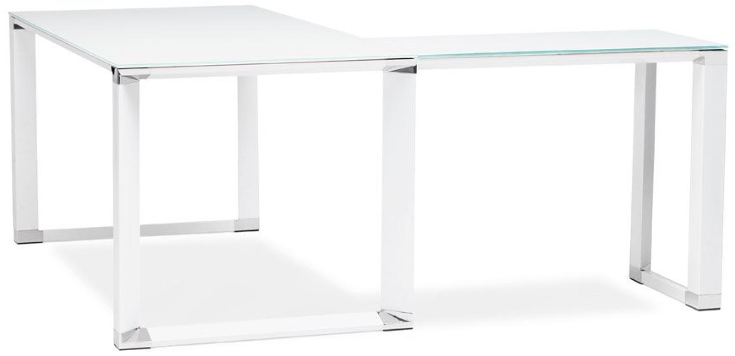 Kokoon Design Eckschreibtisch Warner Glas Weiß 170x75x160 cm Bild 1