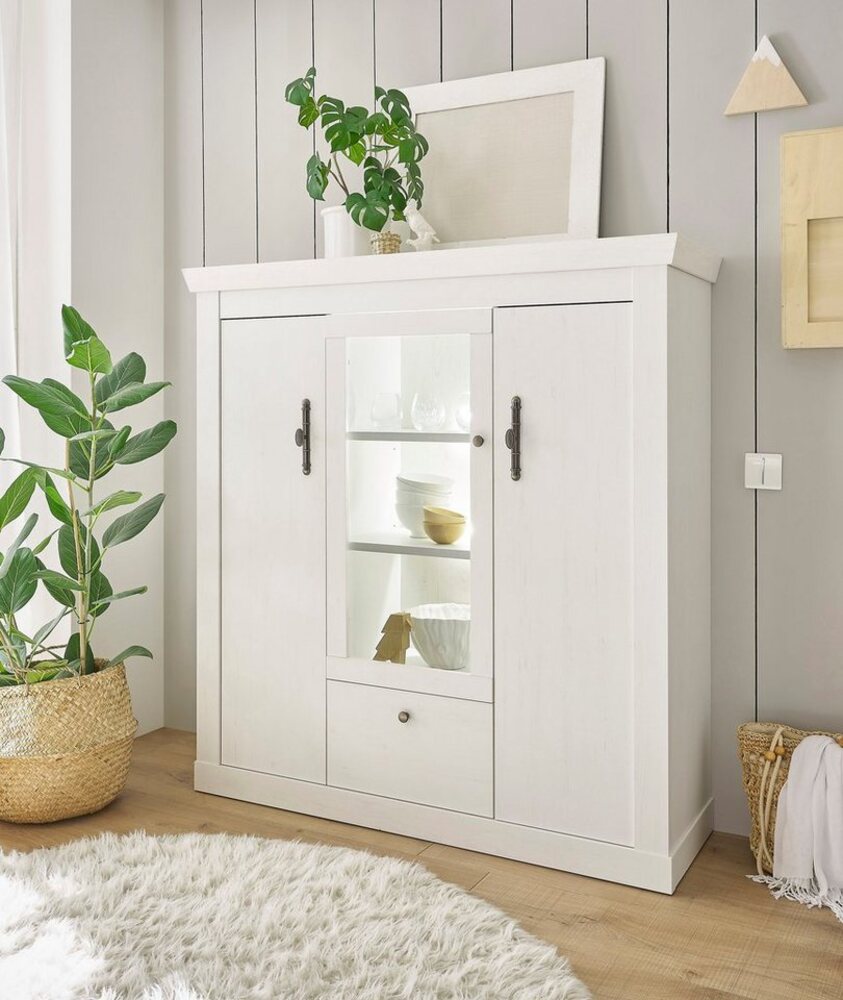 Home affaire Highboard RAVENNA, im romantischen Landhausstil, Griffe aus Metall, Höhe 146 cm Bild 1