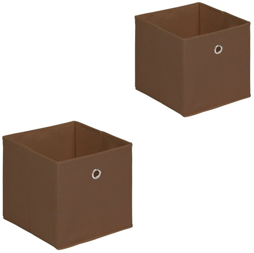 IDIMEX Aufbewahrungsbox ELA (Set), Aufbewahrungsboxen im 2er Set, Regalboxen mit Griff 27x27cm braun Bild 1